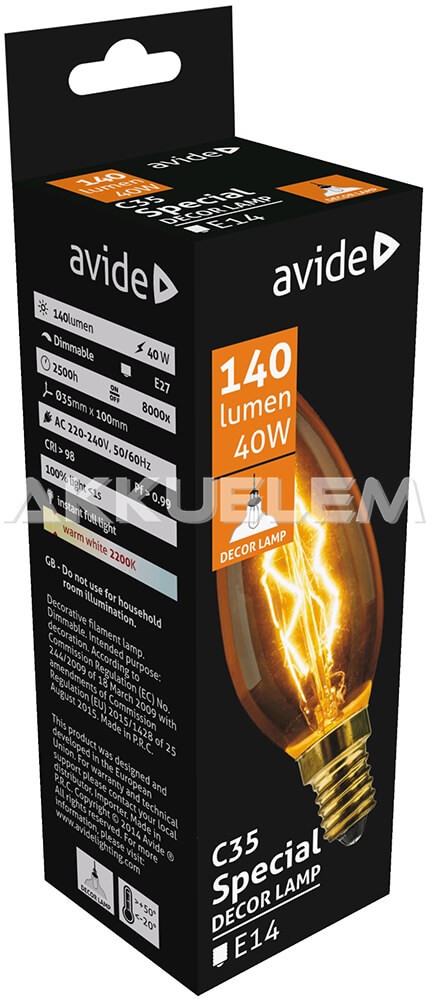 Avide Special Dekor Edison E14 C35 40W nosztalgia Wolfram izzó