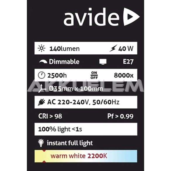 Avide Special Dekor Edison E14 C35 40W nosztalgia Wolfram izzó