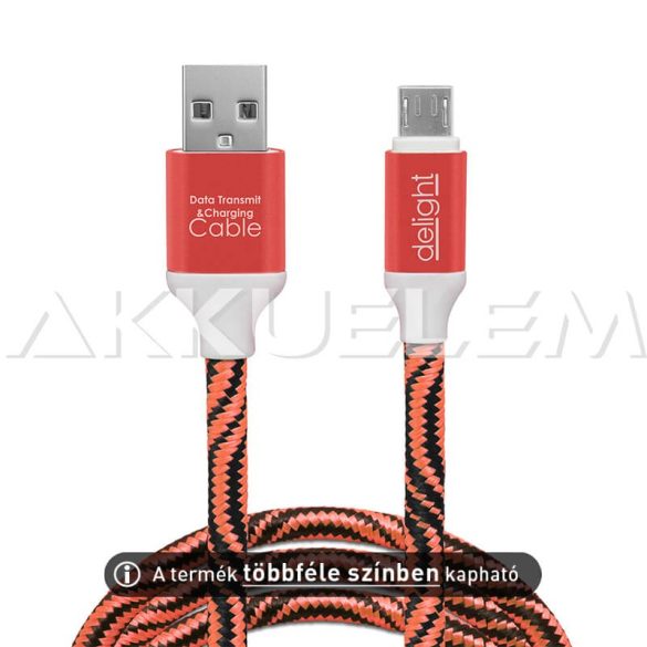 USB adatkábel microUSB szövet bevonat 2m