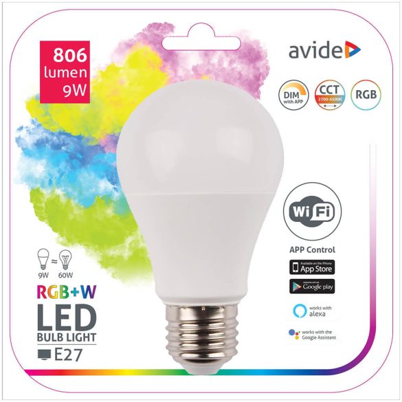 Avide E27 LED 9W 806lm Globe LED-izzó RGB Smart Wifi APP