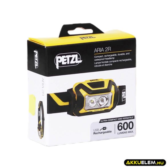 PETZL ARIA 2R tölthető SÁRGA/FEKETE fejlámpa 600lum