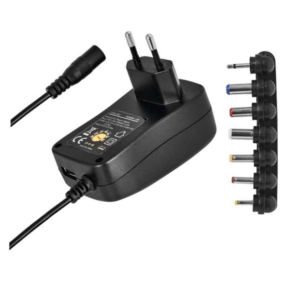 Univerzális töltő-adapter 2,25A 3-12V 7 csatlakozóval + USB N3113