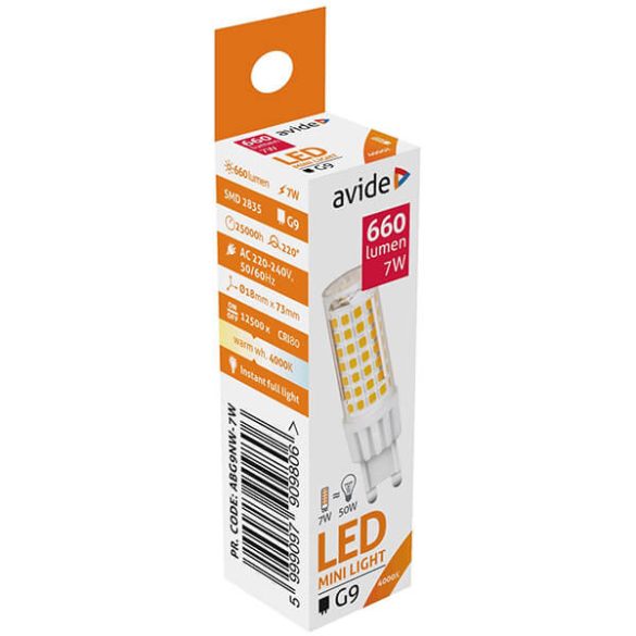 Avide G9 7W 4000K 660lm 220° LED-izzó