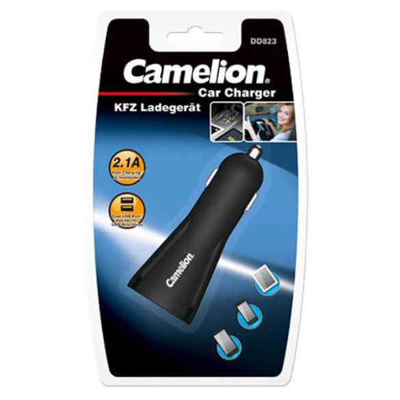 Camelion autós USB adapter 2x5V/2,1A USB 12V/24V