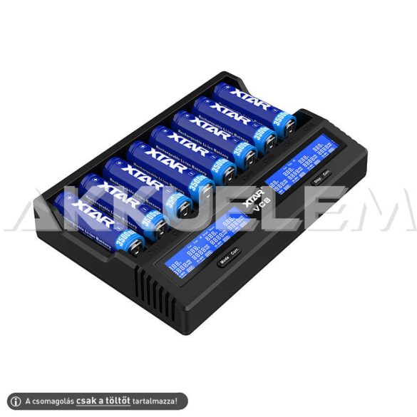 XTAR VC8 Li-ion/Ni-MH QC-USB-s akkumulátor töltő-tesztelő