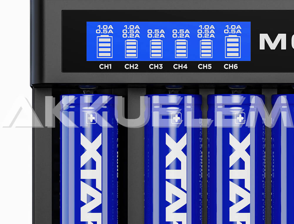 XTAR MC6C 6 csatornás Li-Ion USB-s akkumulátor töltő