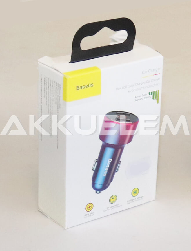 Autós gyorstöltő 12-24V 45W 6A 2xUSB, kijelzős Baseus
