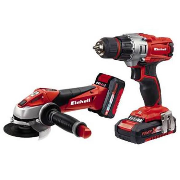 EINHELL TE-TK 18 LI KIT fúró-csavarozó + sarokcsiszoló + akkumulátorok + töltő