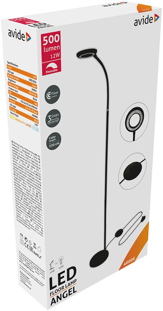 Avide LED álló lámpa ANGEL 12W 500lm fekete