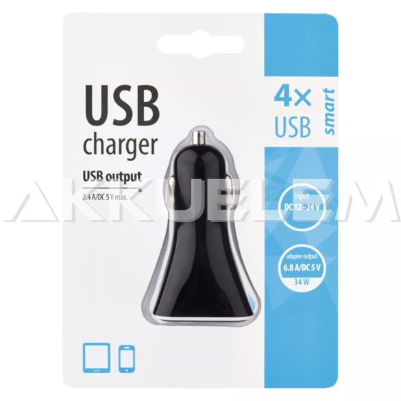 Autós adapter 4xUSB töltő max. 6,8A V0214