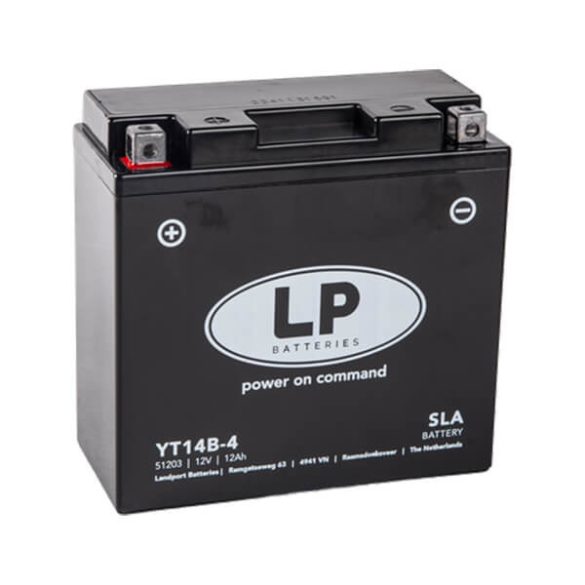 Landport 12V 12Ah 190A YT14B-4 51203 motorkerékpár akkumulátor AGM BAL+