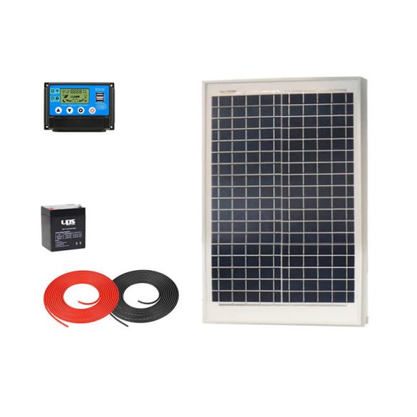 AKKUELEM MINI Napelem csomag | 10A PWM | 20W Solar | 4Ah UPSPower akku