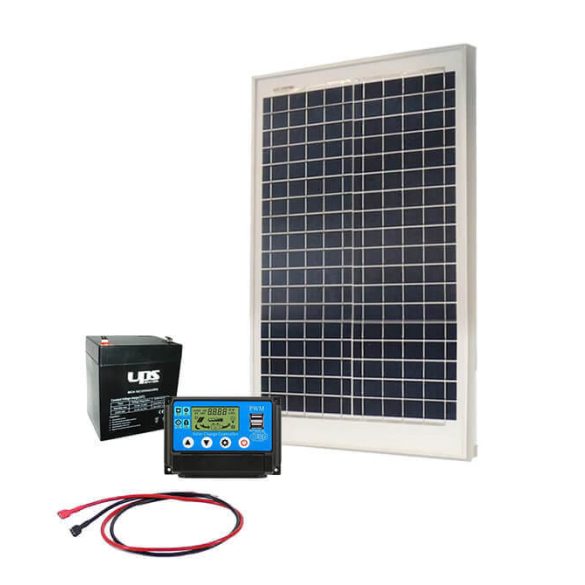 AKKUELEM MINI Napelem csomag | 10A PWM | 20W Solar | 4Ah UPSPower akku
