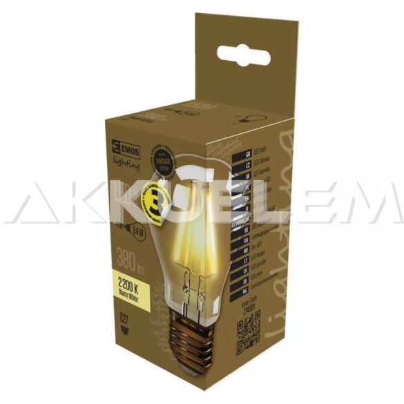 Vintage E27 A60 4W 2200K WW 34W LED filament LED-izzó