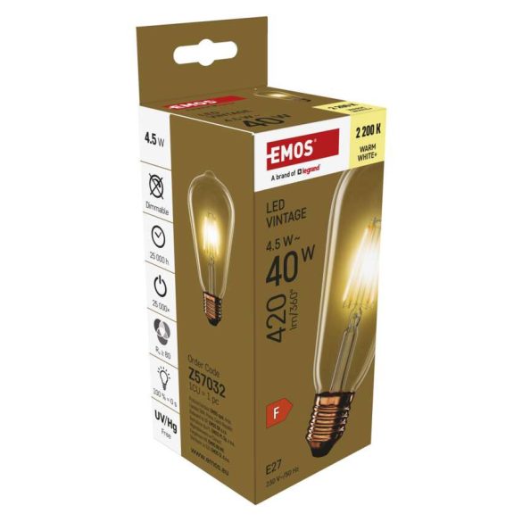 Vintage E27 ST64 4,5W 2200K WW 40W 420lm LED filament LED-izzó