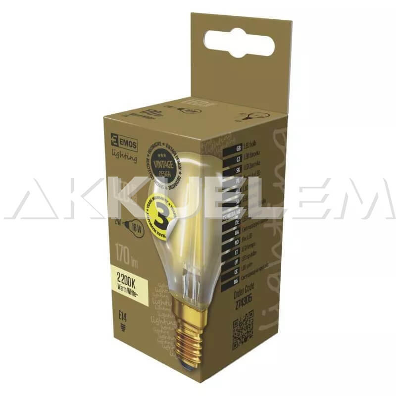 Vintage E14 2W 2200K WW 18W 170lm LED classic LED izzó