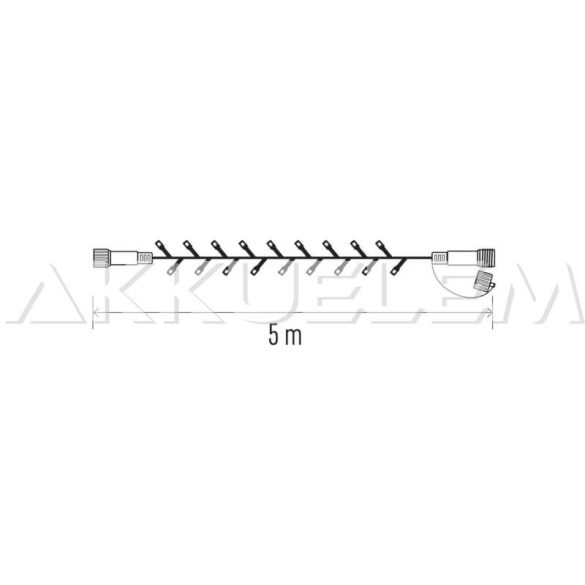 Karácsonyi fényfüzér 50LED karácsonyi 5m IP44 WW lánc CNT