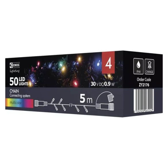 Karácsonyi fényfüzér 50LED karácsonyi 5m IP44 lánc Multicolor CNT