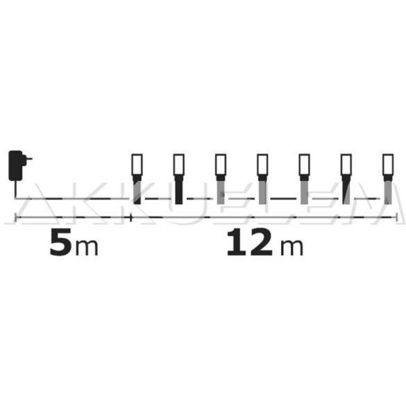 Karácsonyi fényfüzér 120LED 12m IP44 170cm-es fára CW+WW világít+pulzál