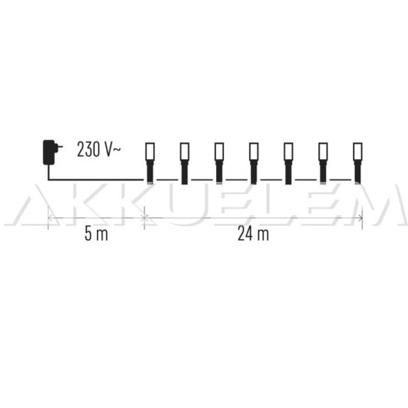 Karácsonyi fényfüzér 240LED 24m ZY0815T időzitős IP44 CW 230cm-es fára 8 mód