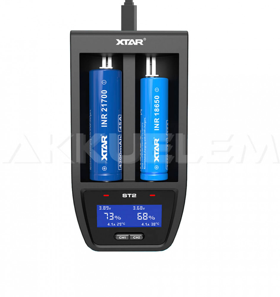 XTAR ST2 két csatornás USB Type-C Li-Ion gyorstöltő