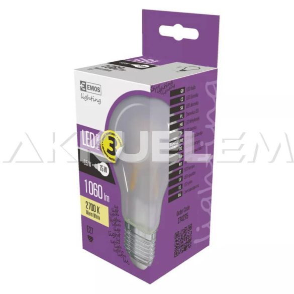 Classic E27 A60 8.5W 75W 360° 2700K 1060lm WW LED Classic A++ COB LED-izzó