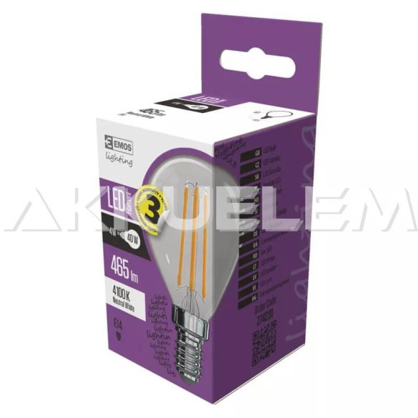 Classic E14 465lm 4W 40W 4000K LED Filament NW kisgömb A++ LED-izzó