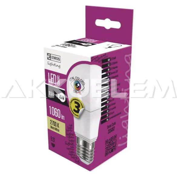 Classic E27 A60 12,5W 250° 2700K 1060lm LED izzó