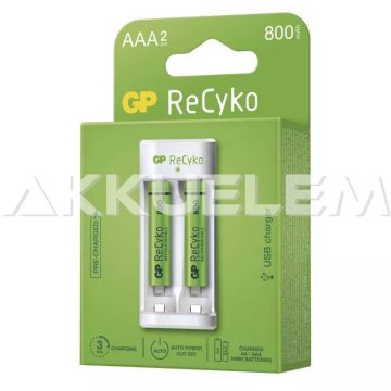 GP ReCyko E211 USB-s akkutöltő + 2db 800mAh AAA akku
