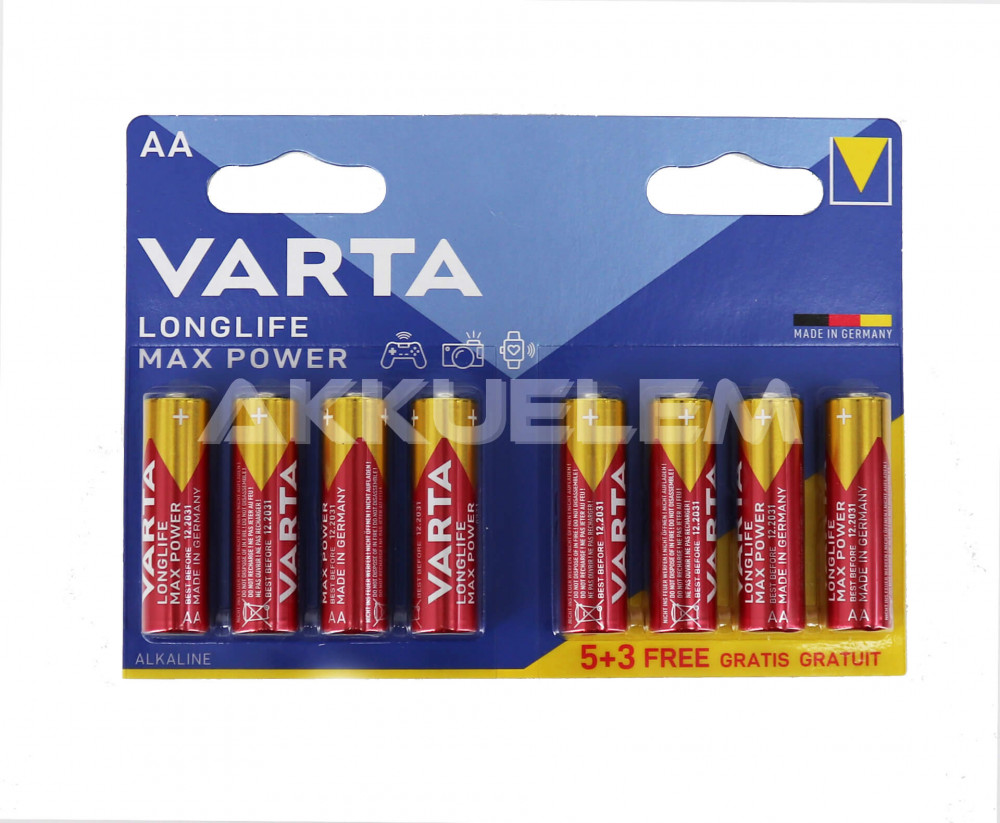 VARTA Longlife Max Power LR6 AA tartós elem 8 db (ár/bliszter)