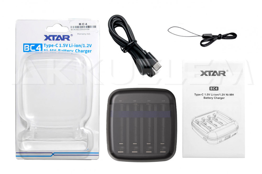 XTAR BC4 négy csatornás 1.5V Li-ion / 1.2V Ni-MH AA/AAA USB-s akkutöltő