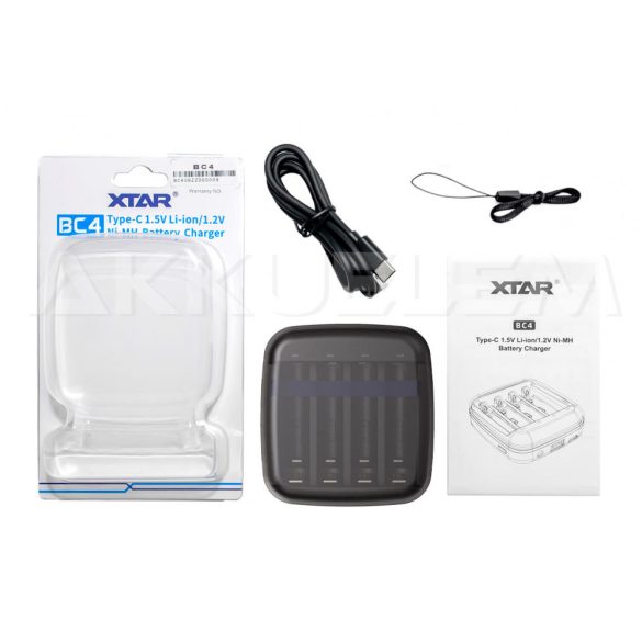 XTAR BC4 négy csatornás 1.5V Li-ion / 1.2V Ni-MH AA/AAA USB-s akkutöltő