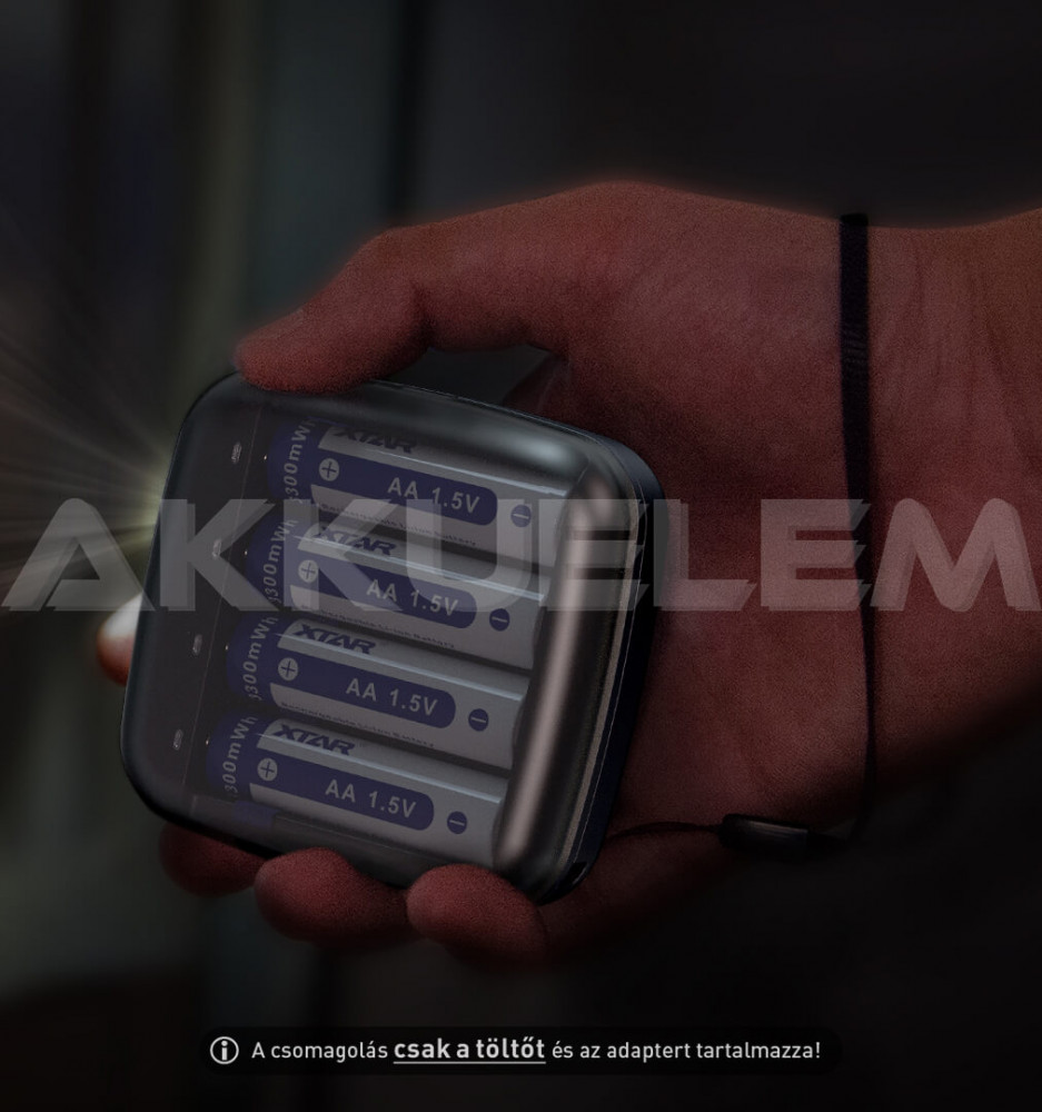 XTAR BC4 négy csatornás 1.5V Li-ion / 1.2V Ni-MH AA/AAA USB-s akkutöltő