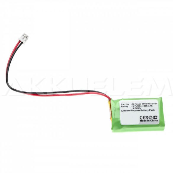 Dogtra E-Fence 3500 Receiver 3,7V 200mAh utángyártott Li-pol akku