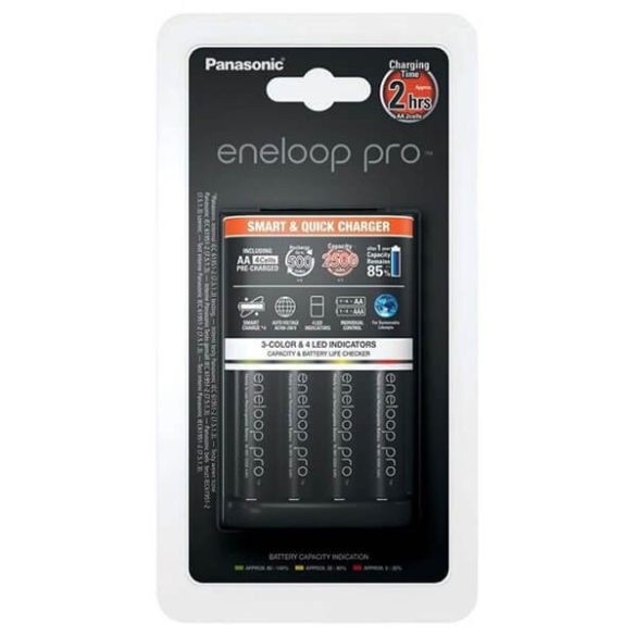 Eneloop BQ-CC55 Ni-MH akkutöltő 4xAA 2500mAh PRO akkuval