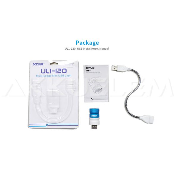 XTAR UL1-120 USB lámpa + hajlítható fém kábel