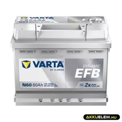   VARTA 12V EFB 60Ah 560500 start-stop N60 autó akkumulátor JOBB+