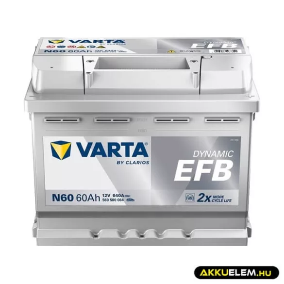 VARTA 12V EFB 60Ah 560500 start-stop N60 autó akkumulátor JOBB+