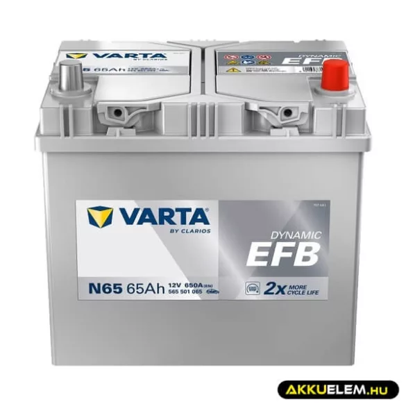 VARTA 12V EFB 65Ah 565501 start-stop autó akkumulátor Asia JOBB+ N65