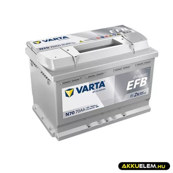 Varta 12V EFB 70Ah 570500 START-STOP N70 autó akkumulátor JOBB+