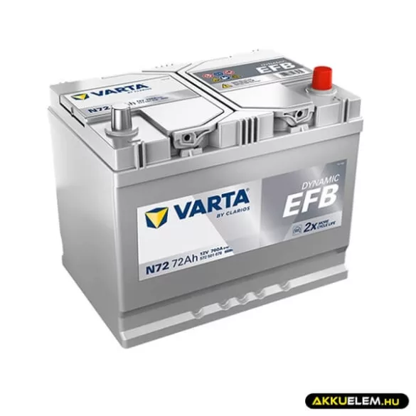 Varta 12V 72 Ah 760A JOBB+ 572501 D26L Start-Stop Asia EFB autó akkumulátor