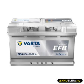   VARTA 12V EFB 80Ah 800A 580500 Start-stop autó akkumulátor N80 JOBB+