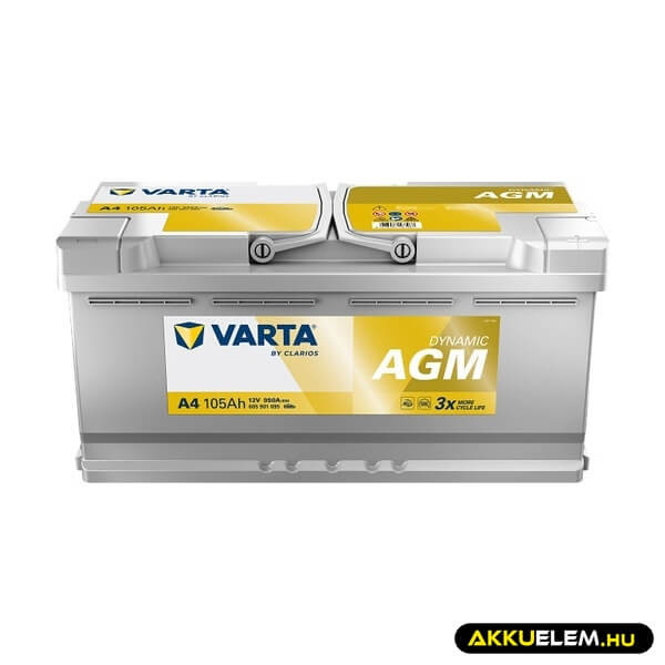 VARTA 12V AGM 105Ah 950A A4 Dynamic autó akkumulátor 605901 START-STOP