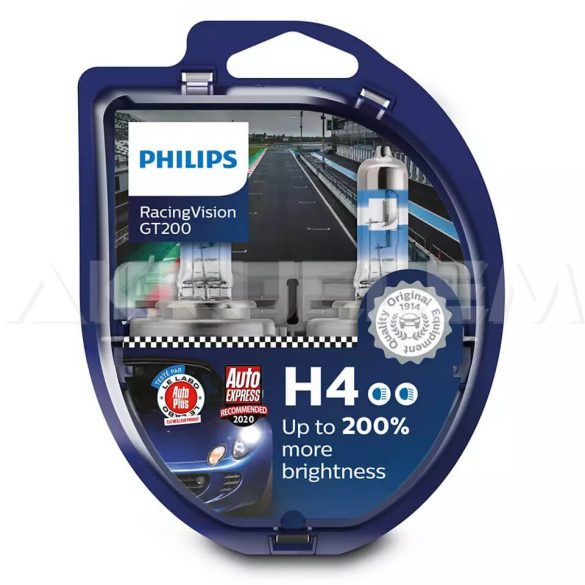 Philips Racing Vision H4 12V 6055W GT 200% autó fényszóró izzó (2db/bliszter)