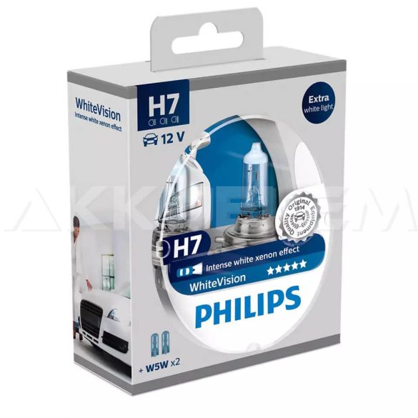 Philips WhiteVision H7 12V 6055W autó fényszóró izzó W5W (2db/bliszter)