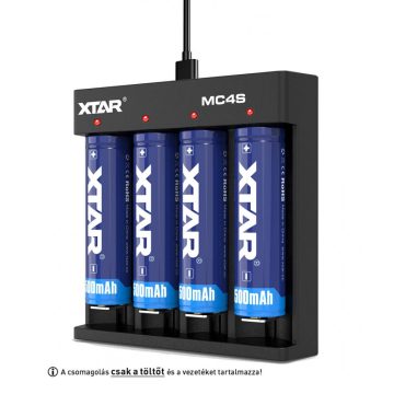   XTAR MC4S Ni-MH Li-ion akkutöltő 0.5A 1A USB-C kábellel tápegység nélkül