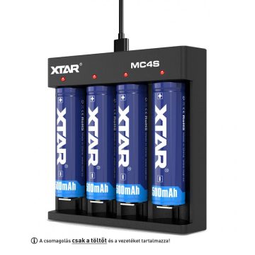   XTAR MC4S Ni-MH Li-ion akkutöltő 0.5A 1A USB-C kábellel tápegység nélkül