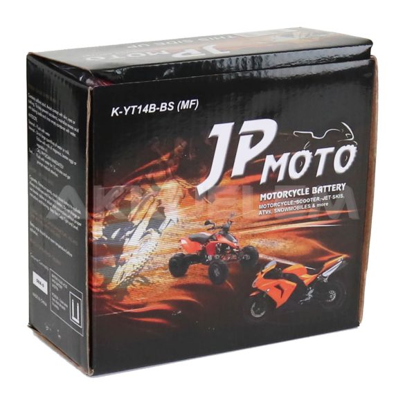 JP Moto 12V 12Ah 140A YT14B motorkerékpár akkumulátor AGM BAL+