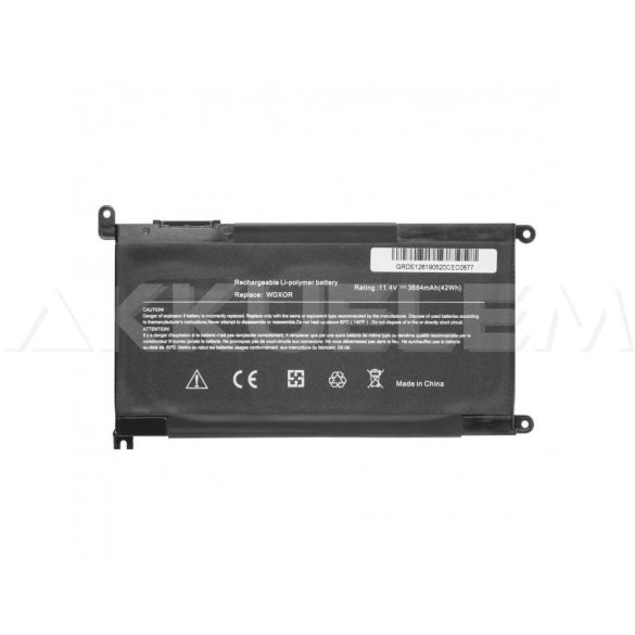 Laptop akku Dell WDX0R 11,4V 3684mAh utángyártott laptop akkumulátor