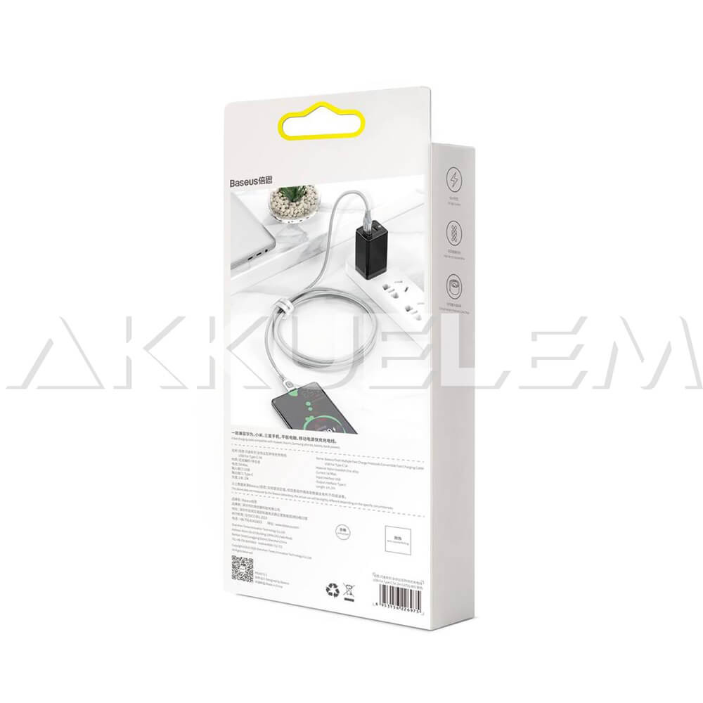 Baseus USB-A 2.0 / USB-C Type-C 1m Quick Charge 5A SZÜRKE